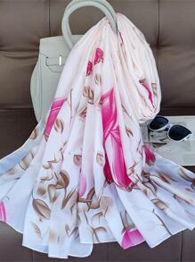 1入組女士花朵圖案波西米亞圍巾 - 玫紅色 - 查看 4