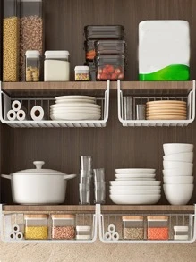 1 giá đựng đồ nhà bếp không đục lỗ, giỏ đựng đồ treo bằng sắt hiện đại - trắng - Xem 1