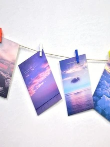 1 Bộ Khung Ảnh Kẹp & Dây Với 50 Chiếc Kẹp Nhiều Màu Sắc Trang Trí Và Dây 5M, Treo Hiển Thị Hình Ảnh Kéo Cờ Để Trang Trí Nhà Cửa - Nhiều màu - Xem 5