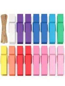 1 Bộ Khung Ảnh Kẹp & Dây Với 50 Chiếc Kẹp Nhiều Màu Sắc Trang Trí Và Dây 5M, Treo Hiển Thị Hình Ảnh Kéo Cờ Để Trang Trí Nhà Cửa - Nhiều màu - Xem 4