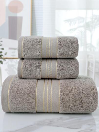 1pc Towel/Bath Towel & 2pcs (Bath Towel + Towel) Set, Premium Double-Sided, Thick & Absorbent Soft Skin-Friendly Ribbon Design, Home Bath, Face & Hand Drying Bathroom Supplies Home Bathroom Decor Back To School For Beauty Salon Home Bathroom Shower Towels For Beauty Salon, Hotel Sports,Home Essentials, Towel, Skin Care Bath Towel Sheet