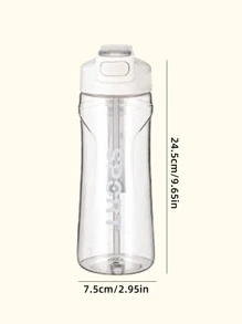 1 pieza Botella de agua de plástico, botella de agua con gráfico de letra minimalista para el hogar, para actividades al aire libre, gimnasio o hidratación diaria