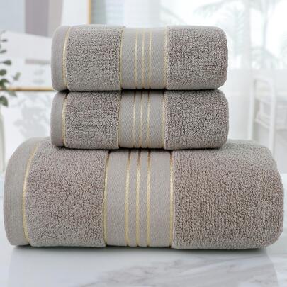 1pc Towel/Bath Towel & 2pcs Set (Bath Towel + Towel)/2pcs Bath Towel Set, Premium Cotton, Reversible, Gold Ribbon, Thick, Absorbent, Soft, Skin-Friendly, Home, Face, Bath, Body, Bathroom Essentials