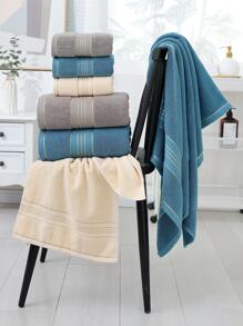 单条浴巾/浴巾和两件套（浴巾+面巾），双面设计，金色缎带饰边，厚实吸水，柔软亲肤，适合家庭/浴室使用，可用于家居浴室装饰、返校季、美容院、酒店、运动场所等，是居家必备的毛巾、护肤浴巾/浴巾套装。