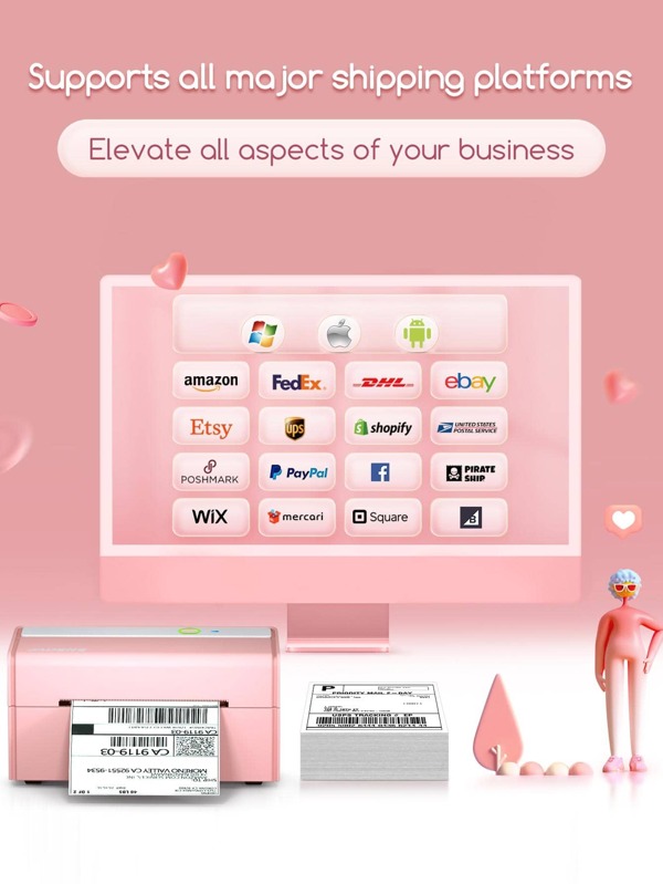 JADENS Bluetooth Thermal Label Printer Wireless Shipping Label Printer