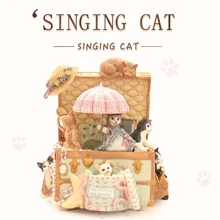 LOVE FOR YOU Gift Wrapped Music Box Cat Lovers Treasure Chest Musical Decorations for Baby Girls Sister Daughter Granddaughter Mom Grandma Women Friends Female Anniversary Birthday
