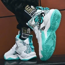 新款青少年籃球鞋,真皮鞋面透氣耐磨,彈性好,男女皆適用,時尚訓練鞋 - 綠色 - 查看 4