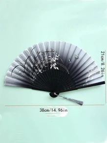 竹子折扇女士中式古董扇學生禮品扇,不附帶扇支架 - 彩色 - 查看 9