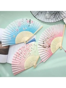 竹子折扇女士中式古董扇學生禮品扇,不附帶扇支架 - 彩色 - 查看 8