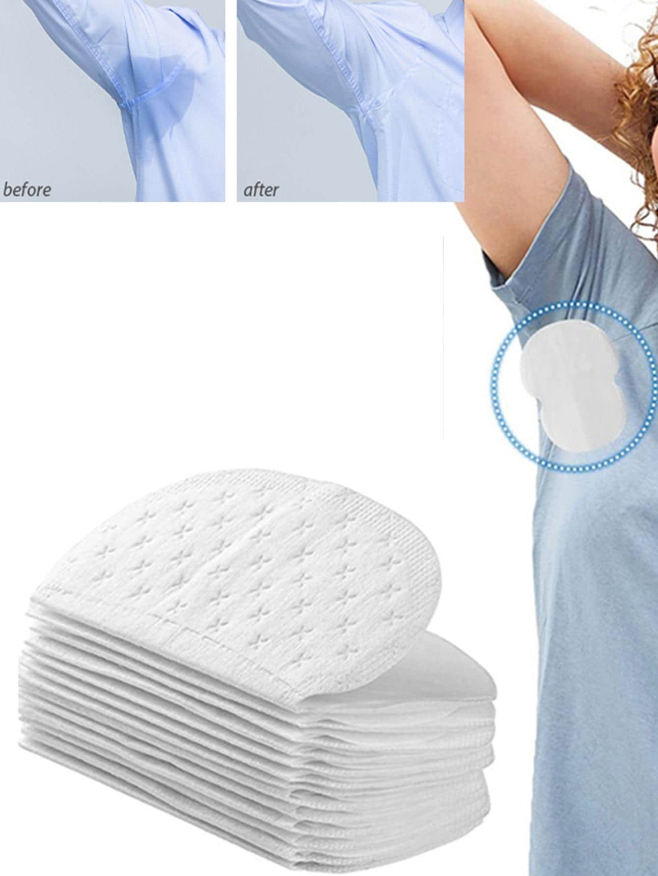 10 Cái/bộ Đồng Màu Thấm Mồ Hôi Miếng Dán Tối Giản Vải Không Dệt Thấm Mồ Hôi Miếng Dán Cho Gia Đình - trắng - Xem 1