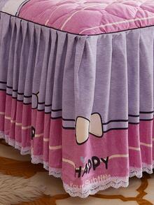 1pc Bow Pattern Bed Skirt, Modern Fabric Bed Skirt For Home - Multicolor - View 4