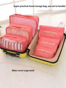 6 Cái/bộ Túi Bảo Quản Quần Áo Đồ Họa Chữ Cái, Túi Du Lịch Polyester Hiện Đại Cho Gia Đình - Xám - Xem 5