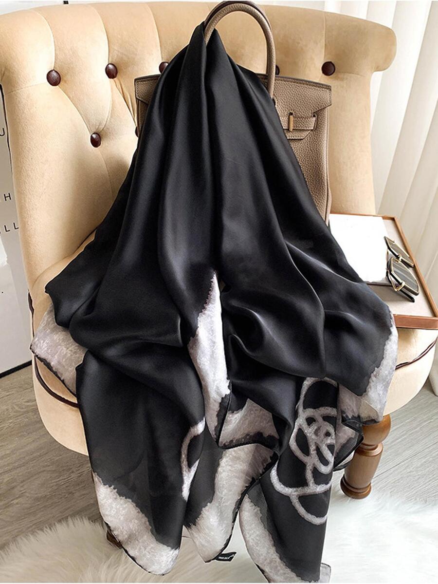 1pc Women Flower Pattern Sun Protection Fashionable Scarf For Vacation - Multicolor - View 1