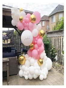 120 cái/bộ Vòm bóng bay cao su, vòng hoa trang trí bóng bay màu hồng hiện đại cho bữa tiệc - Màu Hồng baby - Xem 4