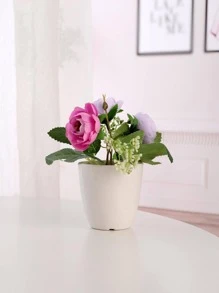 1入組塑料人造盆栽花卉用於餐桌裝飾現代假盆栽裝飾品 - 彩色 - 查看 3