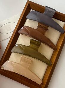 4入組女性幾何造型時尚髮夾，適用於髮飾穿搭