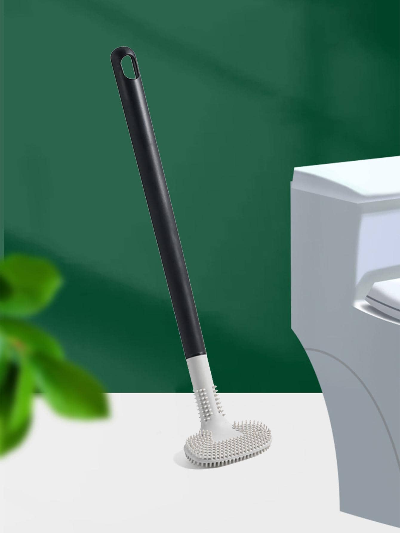 1pc PP Toilet Cleaning Brush, Modern Two Tone Wall Mounted Toilet Brush For Bathroom - Multicolor - View 1