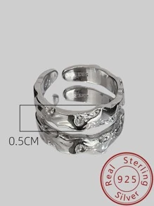 1 pieza Anillo de brazalete asimétrico de plata de moda para hombres y mujeres para decoración diaria