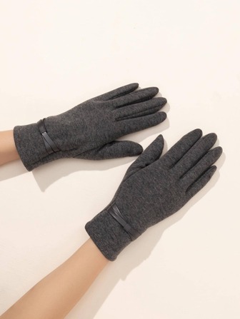 1對女士交叉裝飾防風時尚全指手套適用於日常生活