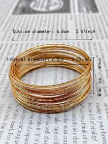 30入組紋理質感金屬手鐲 - 金色 - 查看 3