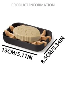 1入組竹子肥皂盒現代免打孔肥皂盒 - 黑色 - 查看 5