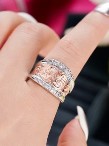 1PC Thời Trang Đính Đá Cubic Zirconia Trang Trí Cuộn Chi Tiết Nhẫn Cho Nữ Cho Tiệc Cưới - Nhiều màu - Xem 7