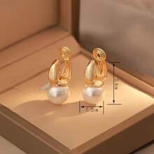 1 Cặp Thời Trang Hợp Kim Kẽm Ngọc Trai Giả Trang Trí Kẹp Trên Bông Tai Nữ Cho Món Quà Sinh Nhật - trắng - Xem 3