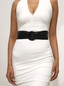 1 条女士皮带扣，结饰，简约时尚设计，适合连衣裙和细腰，无孔和延长版可选