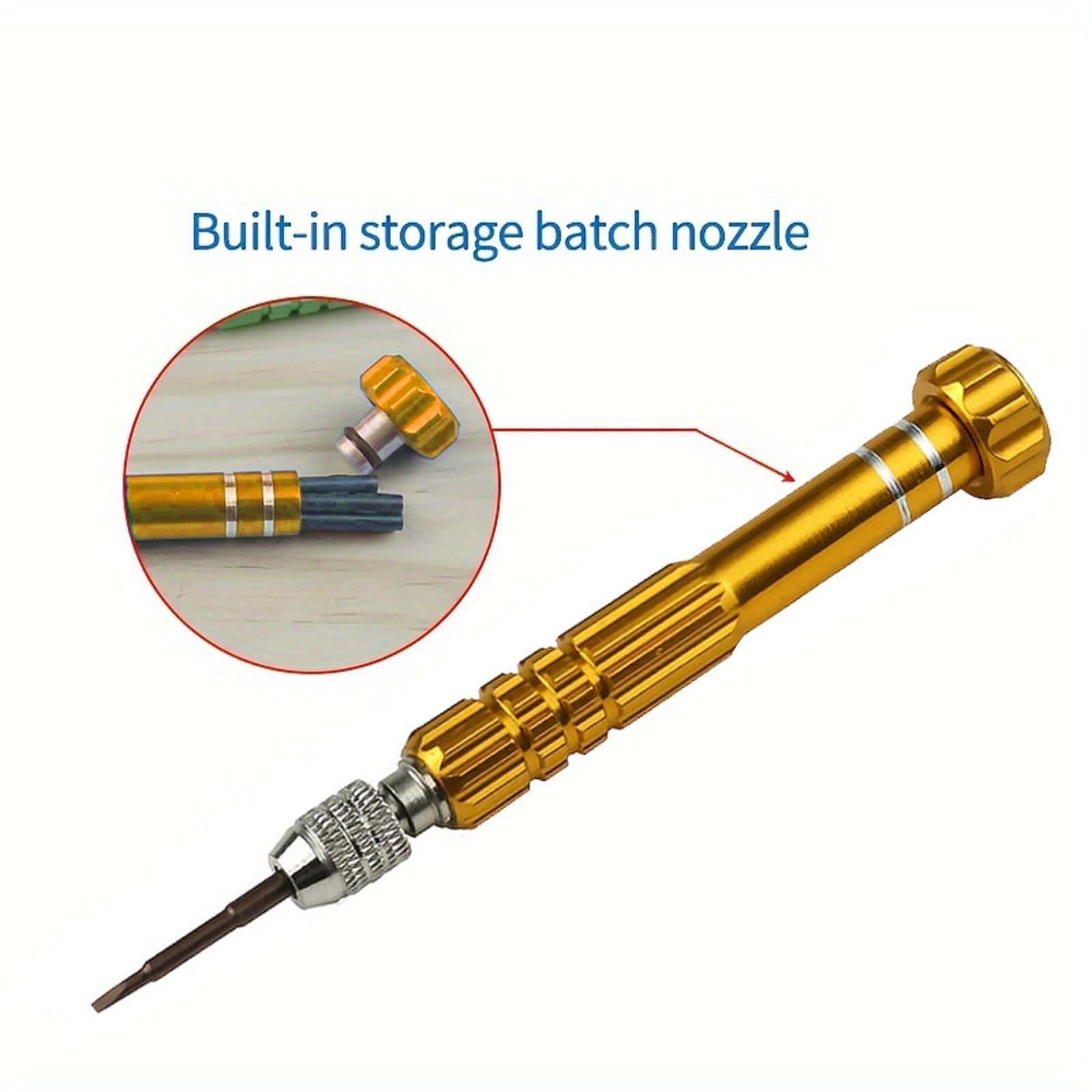 1set Yellow Aluminum Alloy 5 In 1 Screwdriver, Professional Precision Maintenance Disassembly Tool For Phone - Yellow - View 1