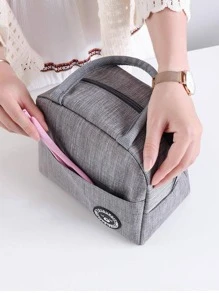 1 túi đựng đồ ăn trưa di động, túi đựng đồ ăn ngoài trời cách nhiệt bằng vải màu xám - Xám - Xem 5