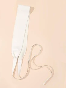 Thắt lưng thắt lưng bằng da nơ phong cách mới thời trang dành cho nữ, Thắt lưng giả da PU, thích hợp để mặc hàng ngày với váy - trắng - Xem 2