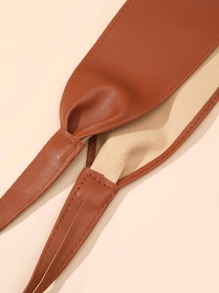 Thắt lưng da nơ thời trang dễ thương dành cho nữ, chất liệu da PU, sử dụng hàng ngày, phù hợp với váy Halloween mùa hè, trường học mùa thu, mùa thu, Halloween - màu nâu - Xem 3