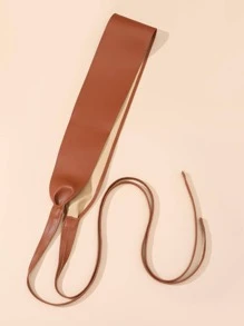 Thắt lưng da nơ thời trang dễ thương dành cho nữ, chất liệu da PU, sử dụng hàng ngày, phù hợp với váy Halloween mùa hè, trường học mùa thu, mùa thu, Halloween - màu nâu - Xem 2