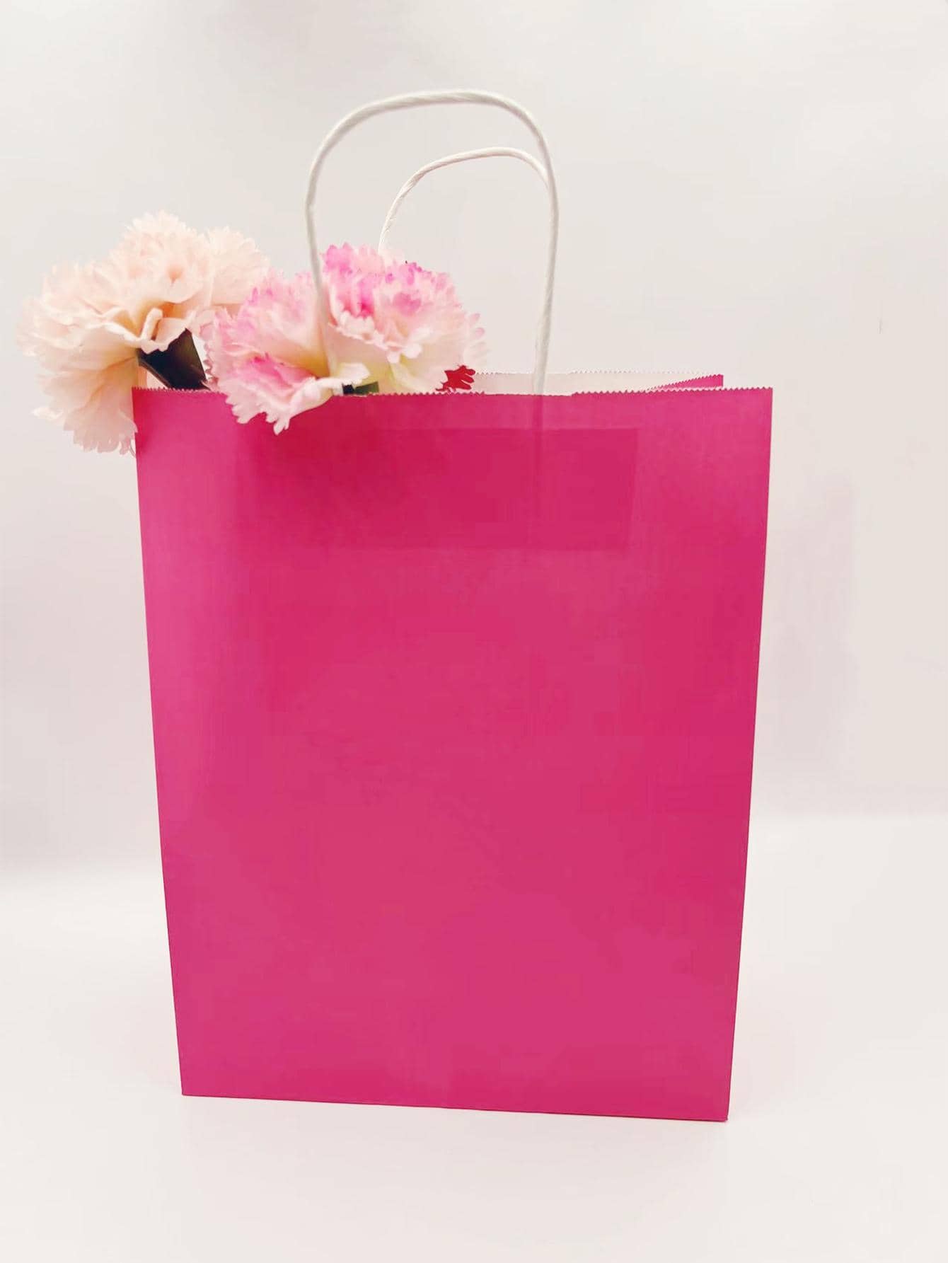 2入組素色禮品包裝袋粉紅色紙禮物袋派對用 - 玫紅色 - 查看 1
