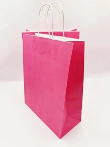 2入組素色禮品包裝袋粉紅色紙禮物袋派對用 - 玫紅色 - 查看 2