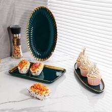 1 cái Khay Ăn Hình Bầu Dục, Khay Đựng Thức Ăn Bằng Gốm Xanh Bắc Âu, Hộ Gia Đình - màu xanh lá - Xem 6