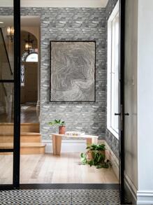 12張磚圖案牆紙深灰色PE防水自粘家居牆貼 - 深灰色 - 查看 2