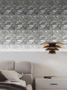 12張磚圖案牆紙深灰色PE防水自粘家居牆貼 - 深灰色 - 查看 9