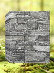 12張磚圖案牆紙深灰色PE防水自粘家居牆貼 - 深灰色 - 查看 1