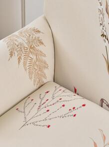 1pc Leaf Print Ruffle Decor Sofa Cover Without Filler, Modern Polyester Stretchy Sofa Slipcover For Household - Multicolor - View 3