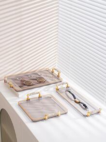 1pc Clear Jewelry Tray With Double Handle, Grey Jewelry Display Tray For Home - Grey - View 1