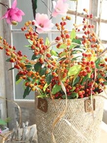 1/2 cành và thân cây việt quất nhân tạo, quả việt quất nhựa giả dùng cho cây nhựa ruồi mùa đông, ngày lễ Giáng sinh và đồ thủ công tự làm trang trí nhà cửa - trái cam - Xem 6