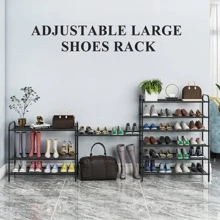 5 Tier Stackable Shoe Rack Organizer Storage, Adjustable Fabric Shoe Shelf for Closet Closet Hallway Bedroom Entryway, Black