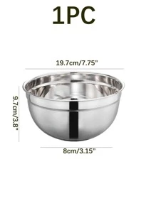 Small Size Stainless Steel Salad Bowl 1pc - Silver - View 2