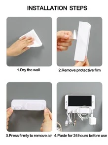 1 pieza montado en la pared multifuncional almacenamiento blanco Cable Estante de almacenaje para doméstico - Blanco - Ver 6