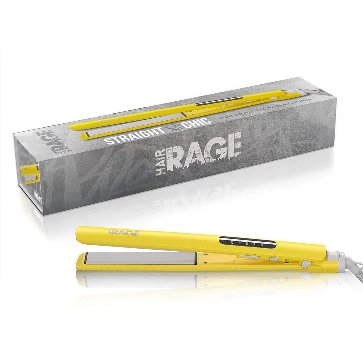 Hair Rage Straight & Chic Professional 1” Ultra-Thin Digital Flat Iron - Yellow - View 1