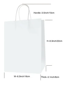 TIMBLESSING 4 Gói Túi Quà Màu Trơn, Túi Tote Giấy Trắng Cho Gia Đình, Ngoài Trời - trắng - Xem 3