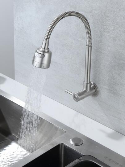 1个不锈钢厨房水龙头，360°旋转单冷水龙头，壁挂式，适用于水槽、洗脸盆、洗衣房等厨房用品，厨房配件，厨房工具