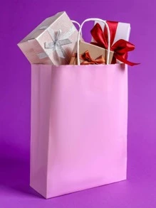 TIMBLESSING 4入組素色禮品袋極簡主義紙粉色派對用品禮品包裝袋 - 粉色 - 查看 2