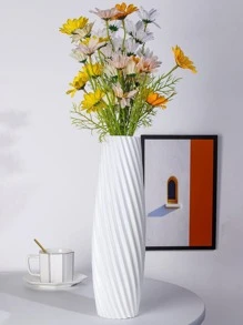 1 bucată vază de flori din plastic din ceramică imitație, recipient hidroponic în stil Ins pentru aranjamente florale, vază înaltă - alb - Vizualizare 1